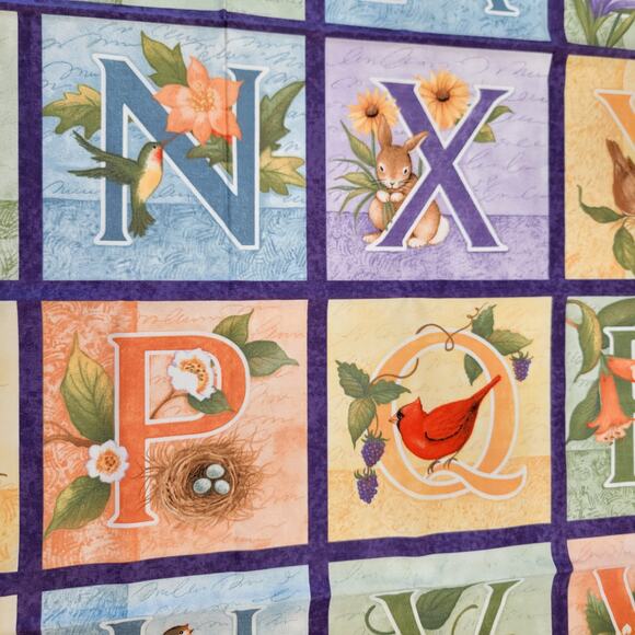 Cotton Fabric Alphabet Poetic Letters 2yds 44in Panel Susan Winget Design - Picture 10 of 16